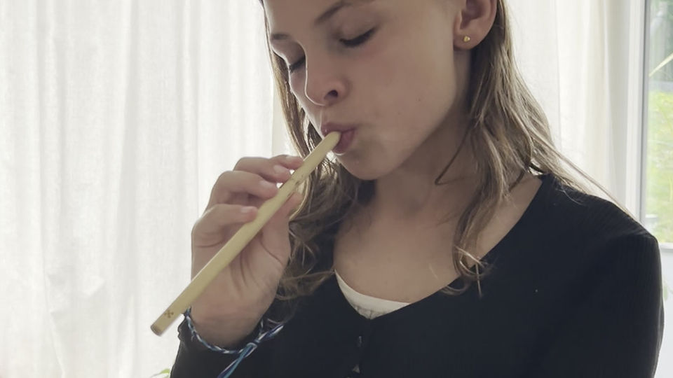 Ademhaling door een rietje